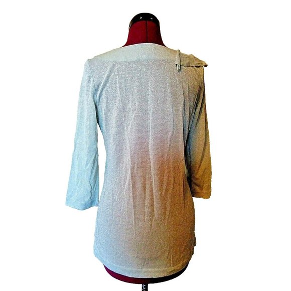 Deletta Anthropologie Illilouette Falls Top Size Medium Bow Metallic Sil… - Picture 2 of 6